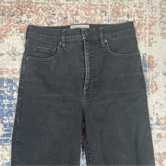 EVERLANE- The High Rise Flare Jean Raw Hem Black Light Wash Size 27 EUC - Picture 3 of 9